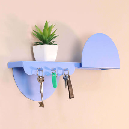 Metal Wall Shelf with Hooks – Floating Steel Shelf for Home & Entryway