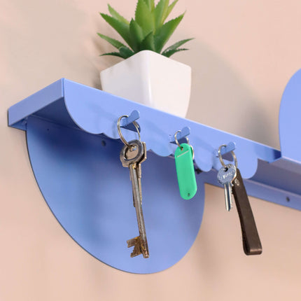 Metal Wall Shelf with Hooks – Floating Steel Shelf for Home & Entryway