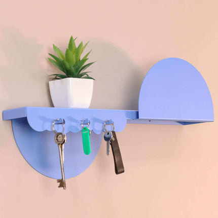 Metal Wall Shelf with Hooks – Floating Steel Shelf for Home & Entryway