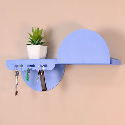 Metal Wall Shelf with Hooks – Floating Steel Shelf for Home & Entryway