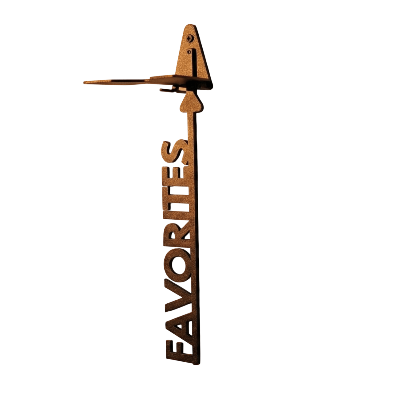 Metal Favorites Wall Shelf with Vertical Text Detail in Powder-Coated Steel - Metaloslav 
