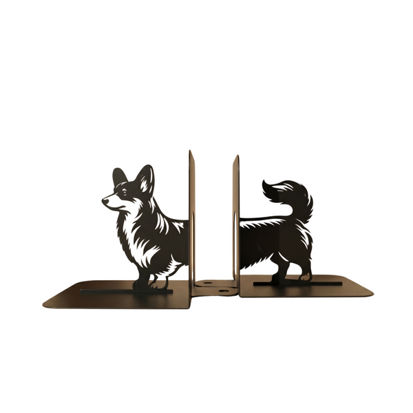 Corgi Dog Metal Bookends Set Powder Coated Steel - Metaloslav 