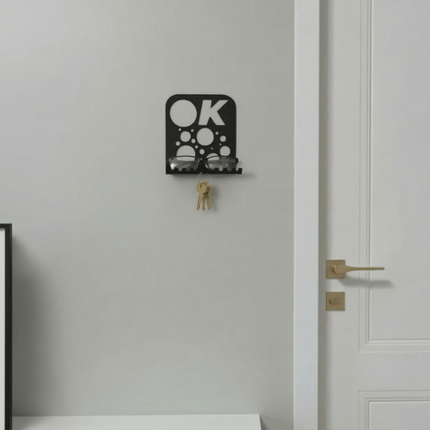 Modern Metal Wall Shelf with Perforated Panel in Matte Black