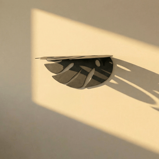 Metal Monstera Leaf Wall Shelf with Cutout Botanical Design - Metaloslav 