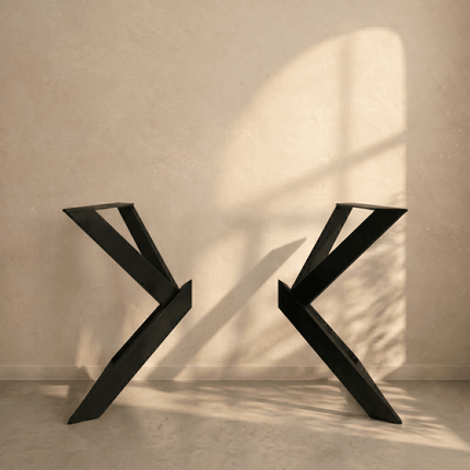X Frame Metal Table Legs Set Steel Base for Custom Tables - Metaloslav 