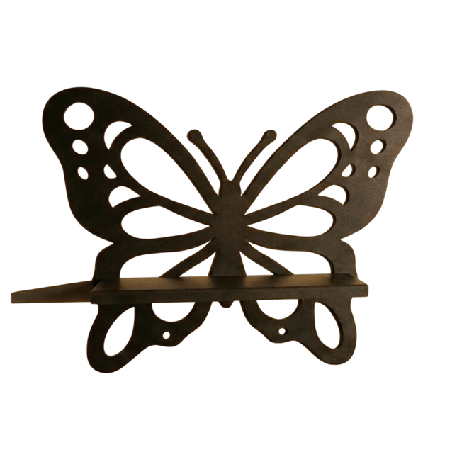 Metal Butterfly Wall Shelf with Laser Cut Wings for Bathroom Storage - Metaloslav 