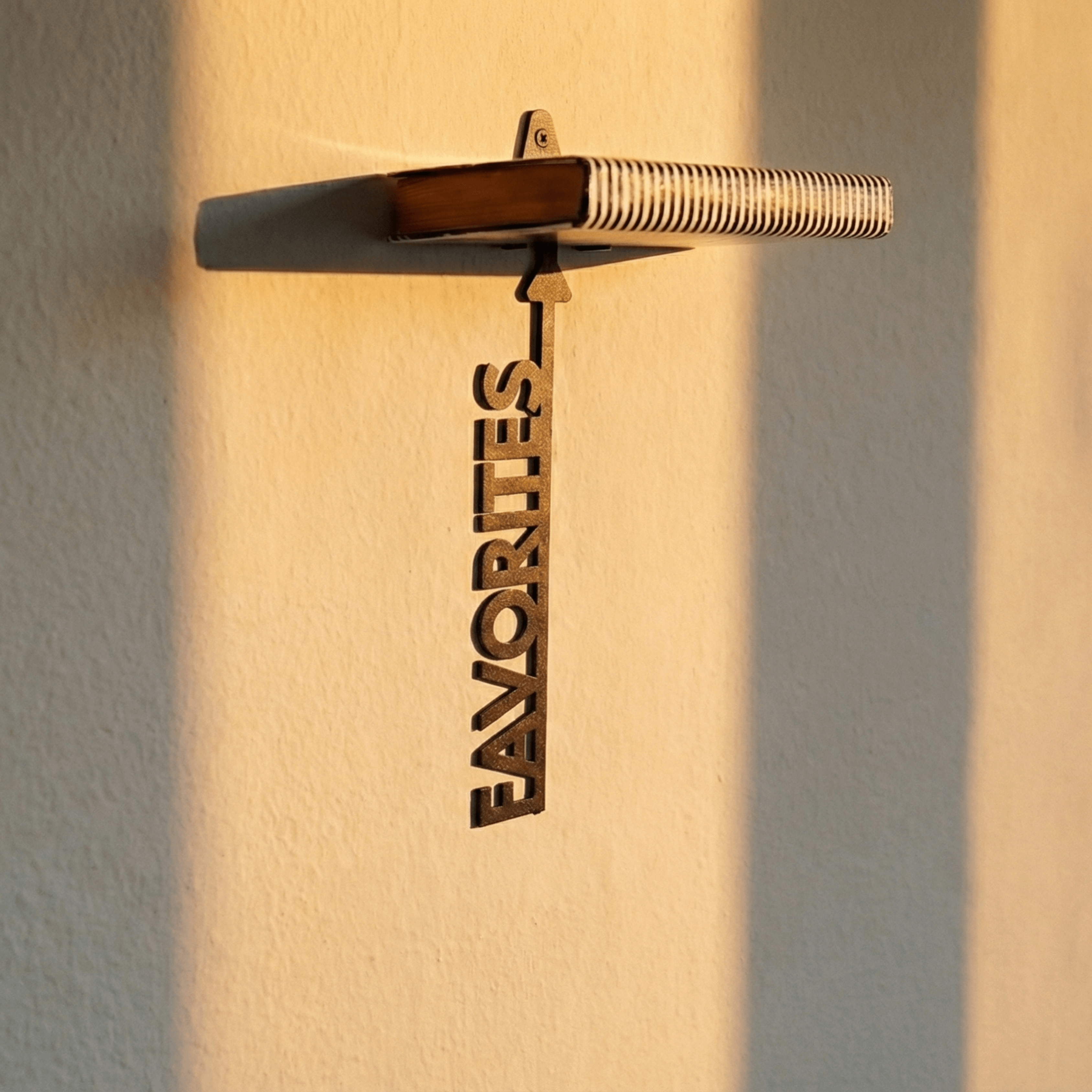 Metal Favorites Wall Shelf with Vertical Text Detail in Powder-Coated Steel - Metaloslav 
