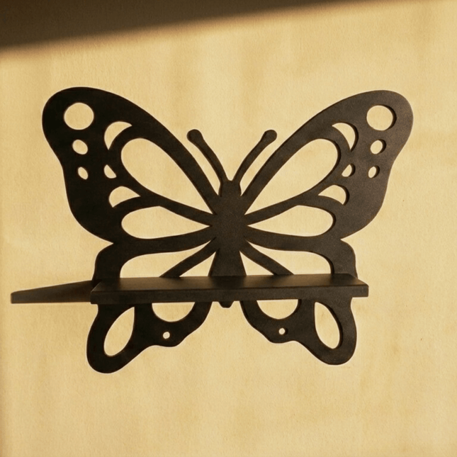 Metal Butterfly Wall Shelf with Laser Cut Wings for Bathroom Storage - Metaloslav 