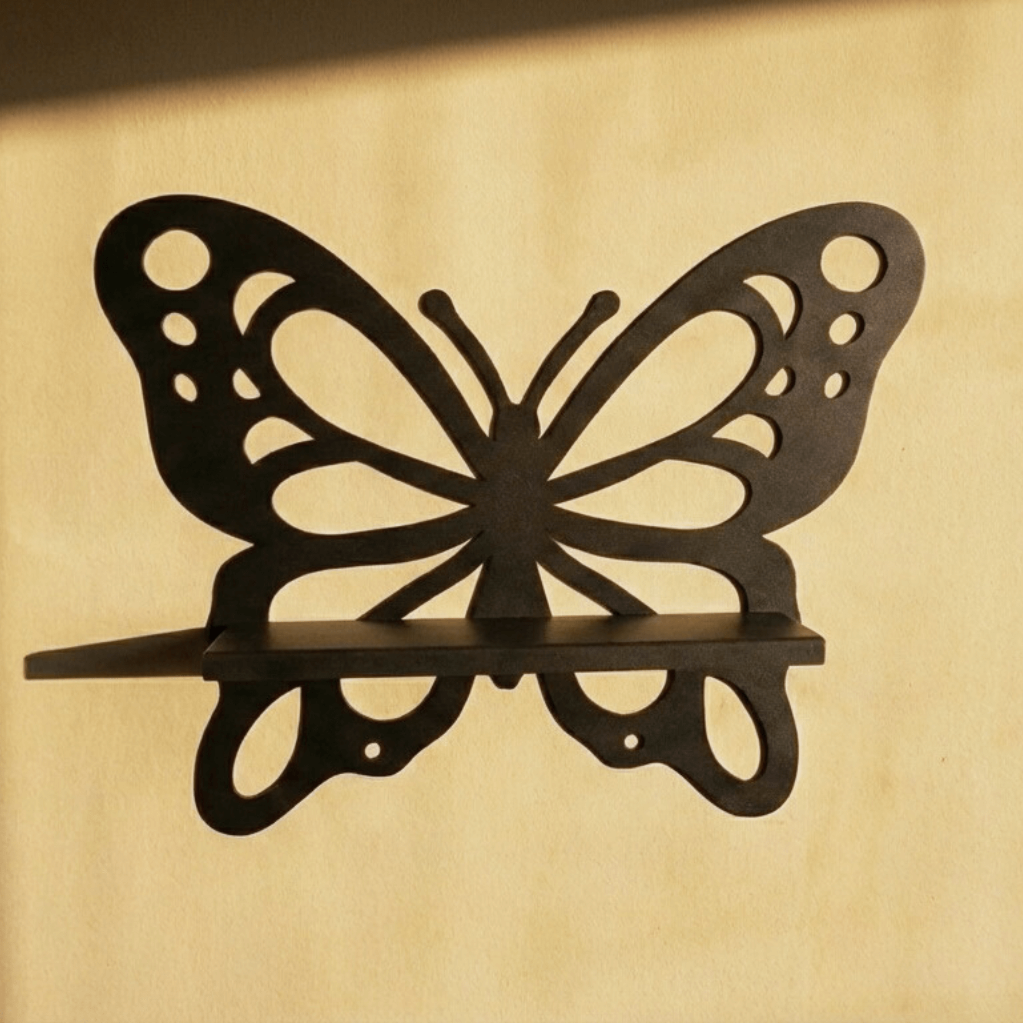Metal Butterfly Wall Shelf with Laser Cut Wings for Bathroom Storage - Metaloslav 