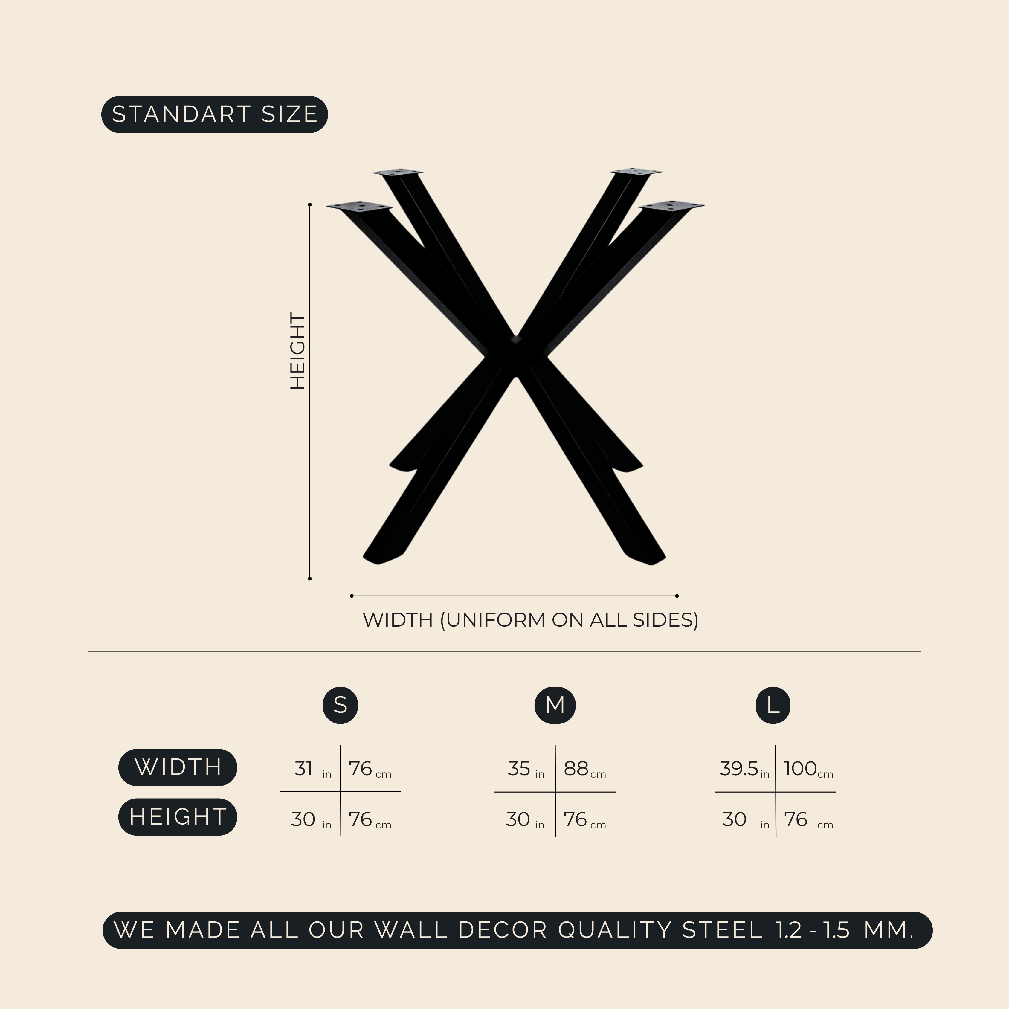 X-Shaped Metal Table Base for Round Dining Tables - Metaloslav 