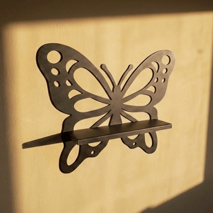Metal Butterfly Wall Shelf with Laser Cut Wings for Bathroom Storage - Metaloslav 