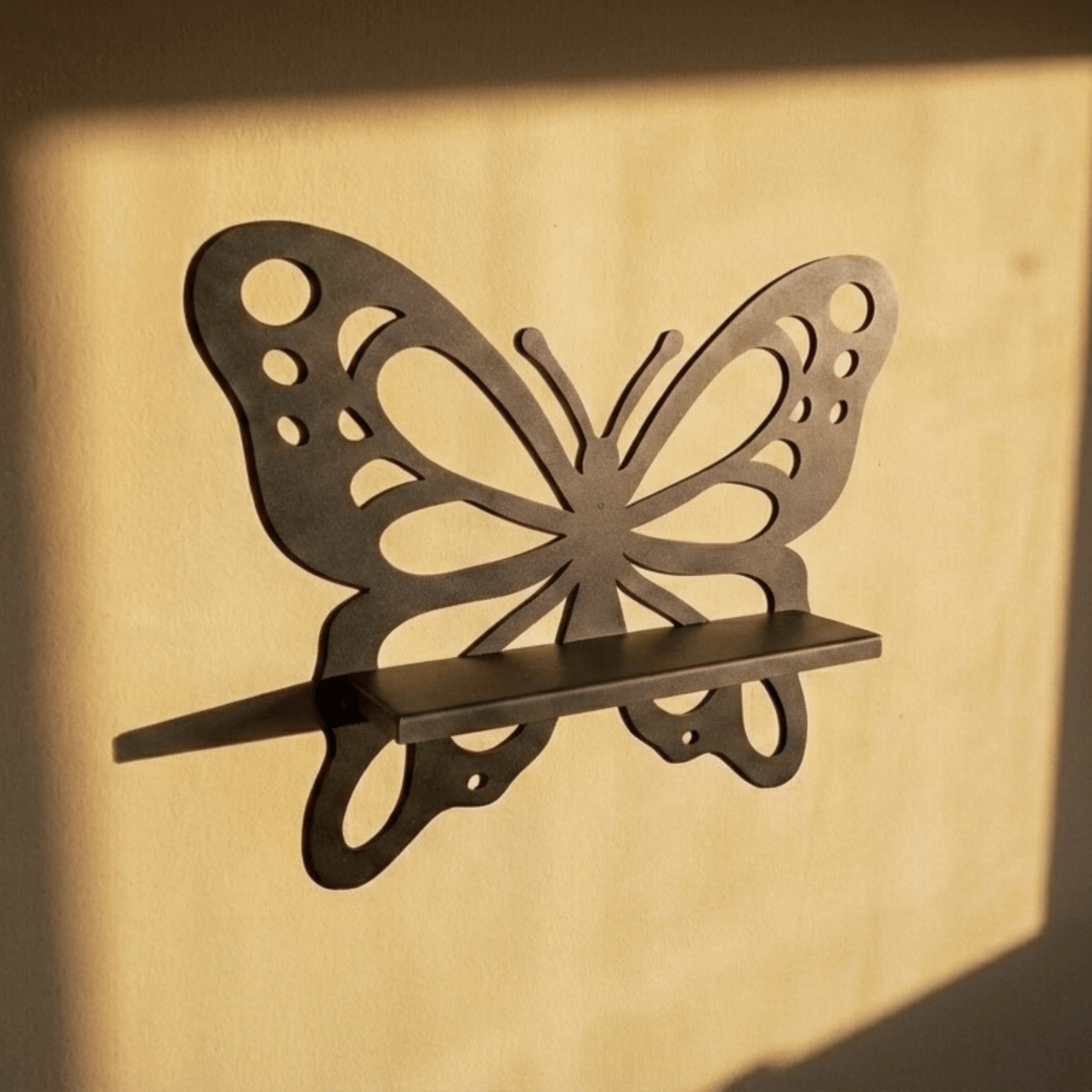 Metal Butterfly Wall Shelf with Laser Cut Wings for Bathroom Storage - Metaloslav 