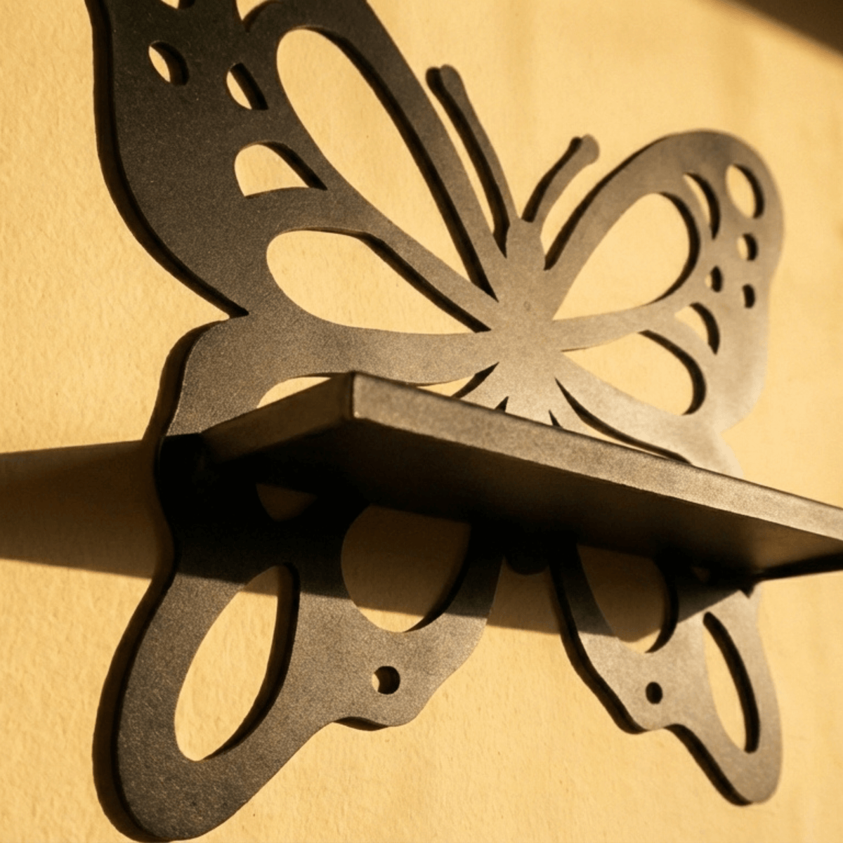 Metal Butterfly Wall Shelf with Laser Cut Wings for Bathroom Storage - Metaloslav 
