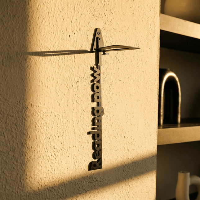 Invisible Metal Bookshelf with Reading Now Cutout Design - Metaloslav 