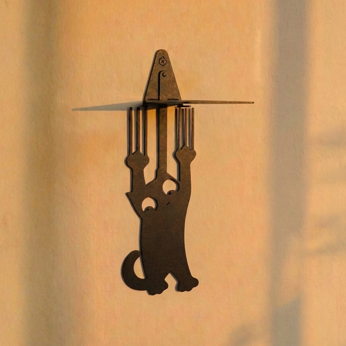 Hanging Cat Metal Invisible Bookshelf Wall Mounted Steel Shelf - Metaloslav 