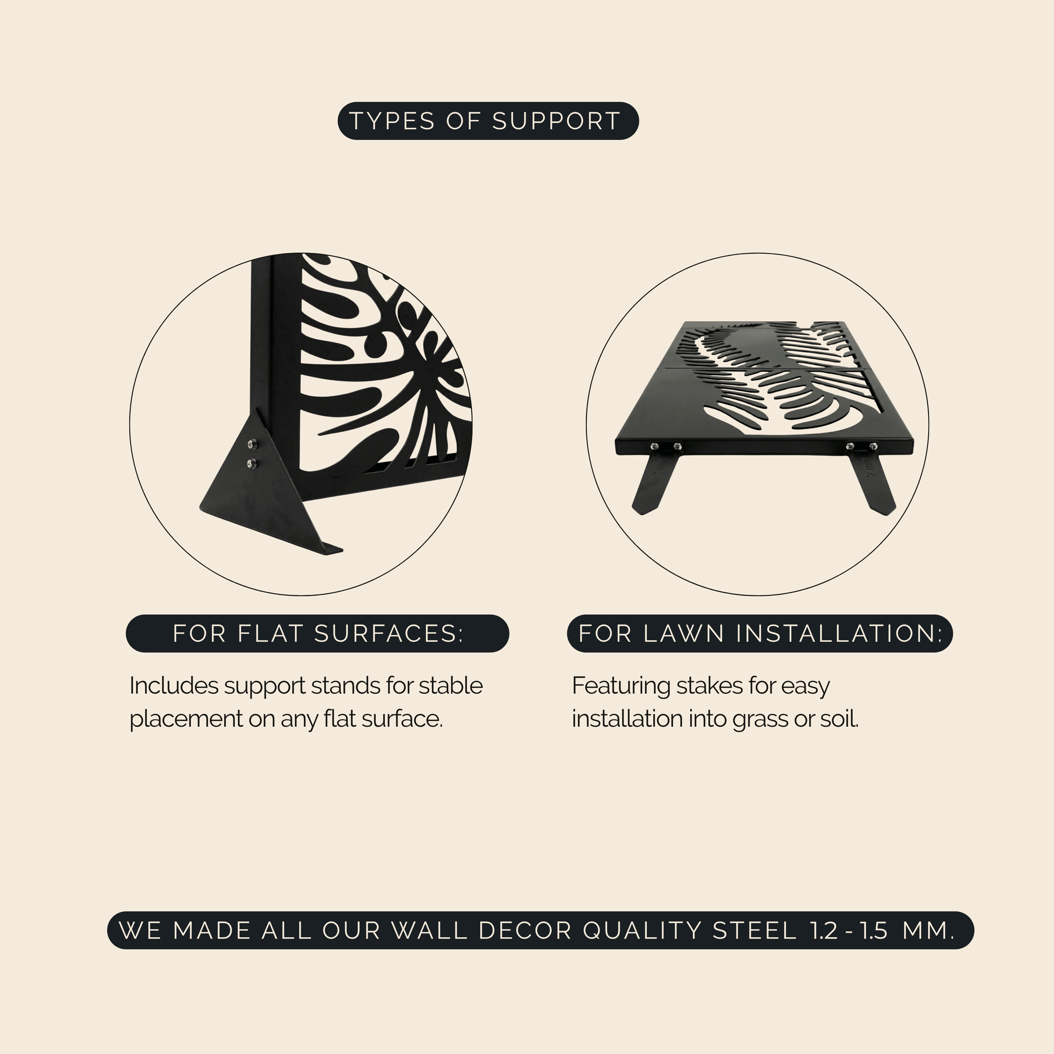 Botanical Leaf Metal Privacy Screen Panel Set Outdoor Divider - Metaloslav 