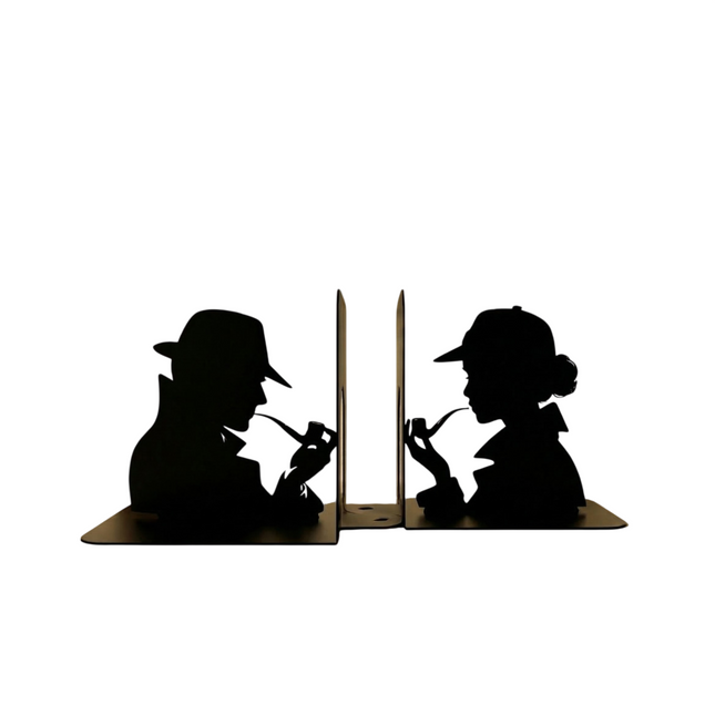 Detective Silhouette Metal Bookends in Powder-Coated Steel - Metaloslav 