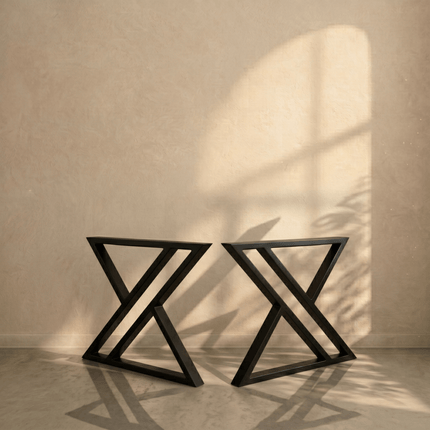 Industrial X-Shaped Metal Table Legs Set of 2 for DIY Tables - Metaloslav 