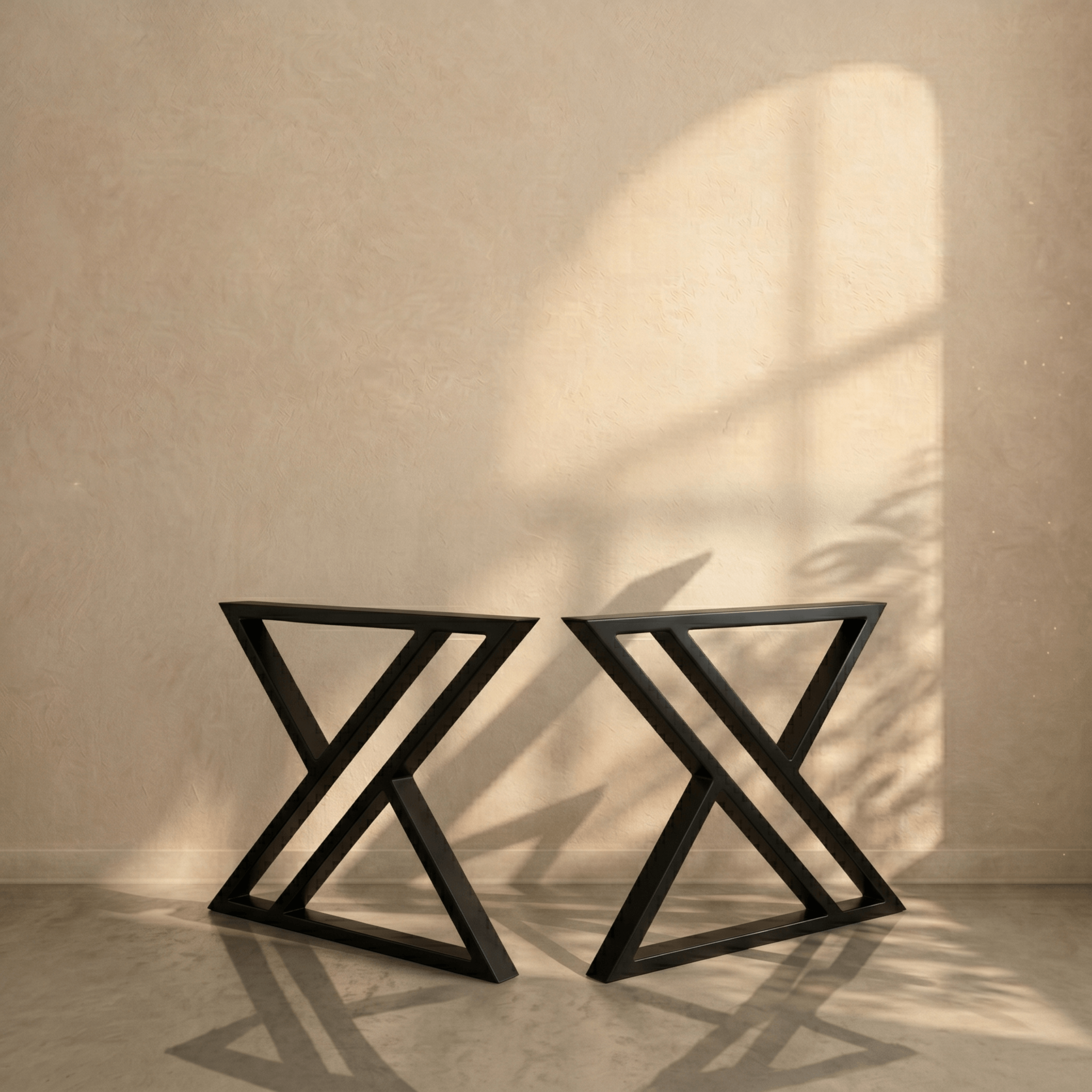 Industrial X-Shaped Metal Table Legs Set of 2 for DIY Tables - Metaloslav 
