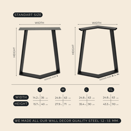 A-Frame Metal Table Legs Set Steel Base for Dining Tables - Metaloslav 