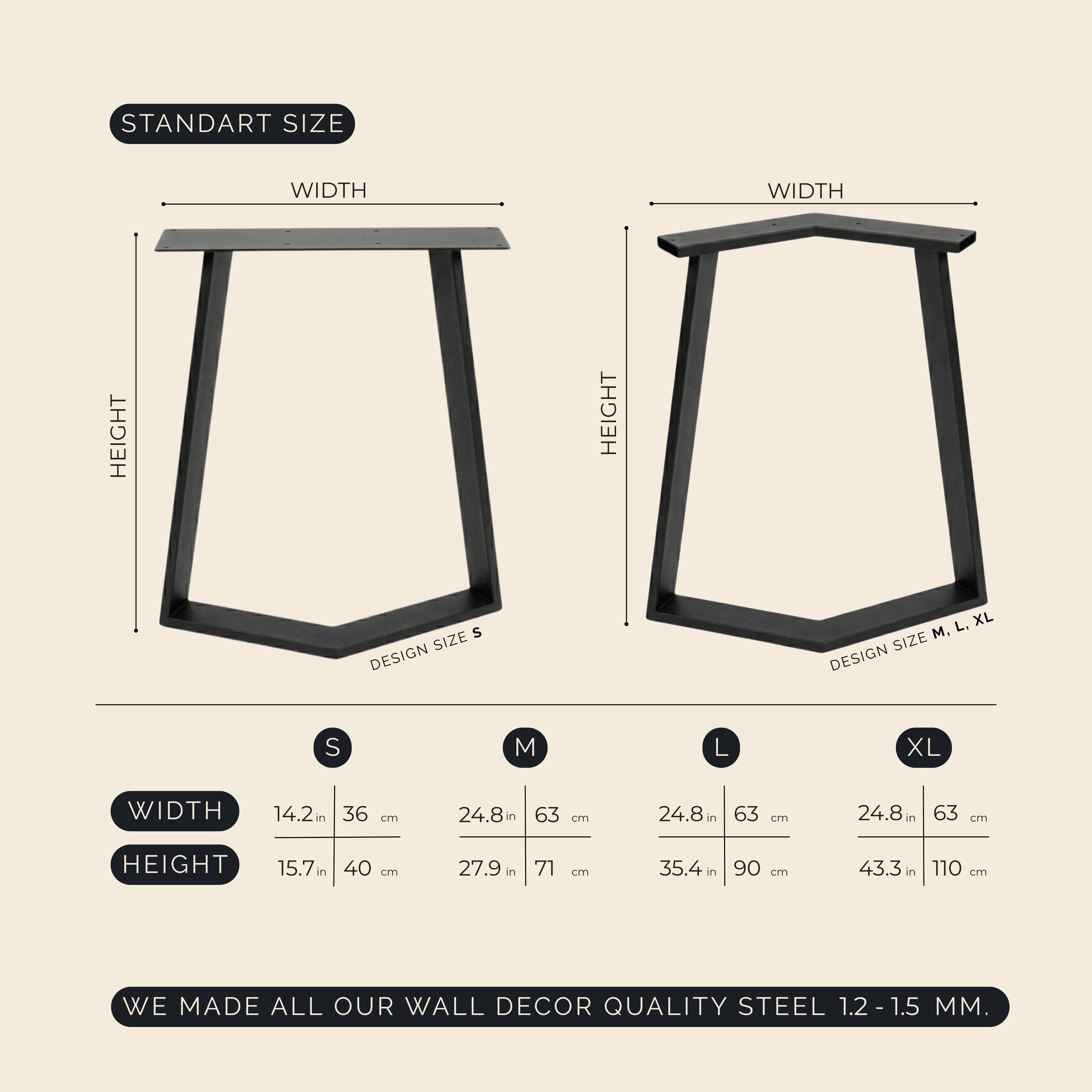 A-Frame Metal Table Legs Set Steel Base for Dining Tables - Metaloslav 