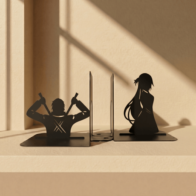 Manga Character Metal Bookends Set Powder Coated Steel - Metaloslav 