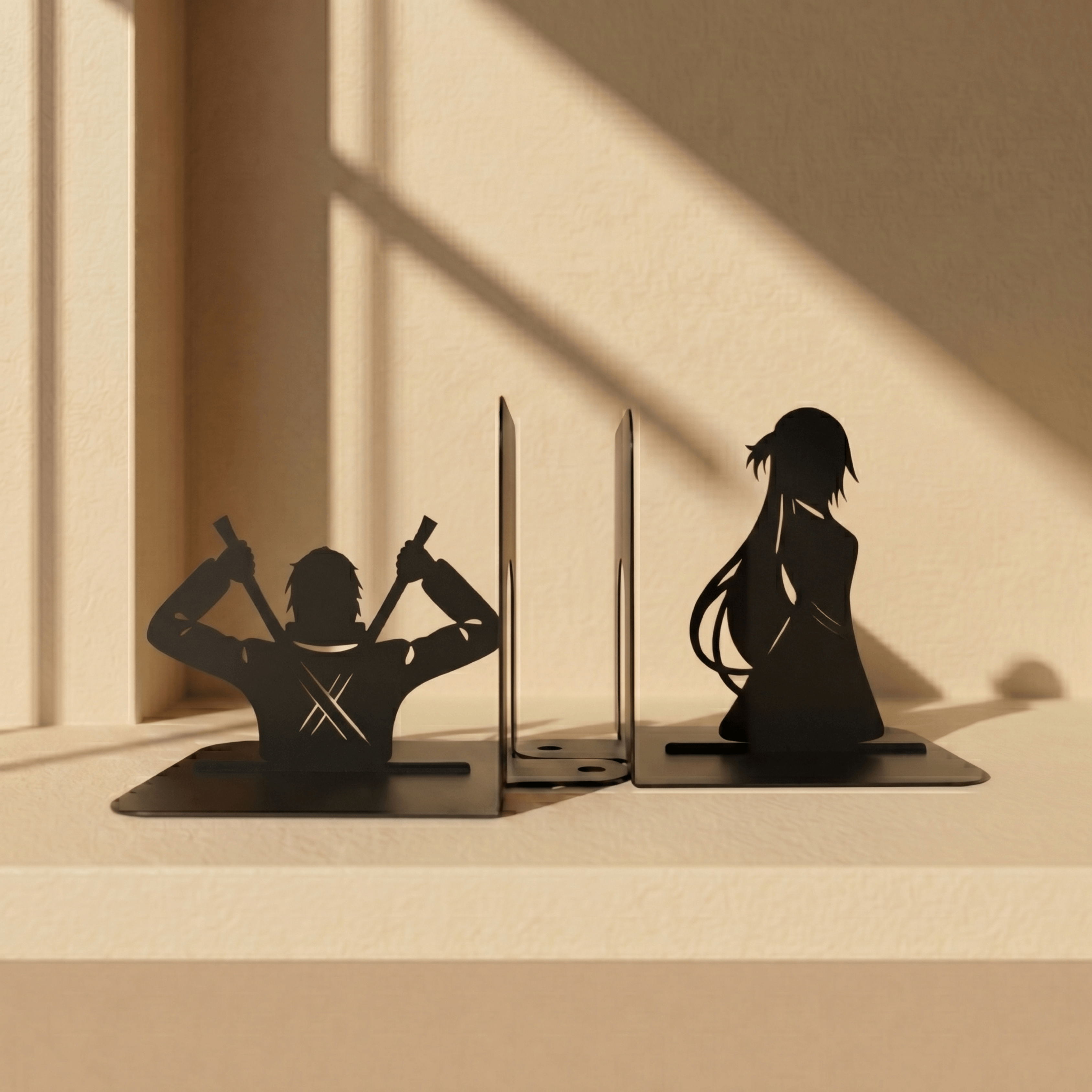 Manga Character Metal Bookends Set Powder Coated Steel - Metaloslav 