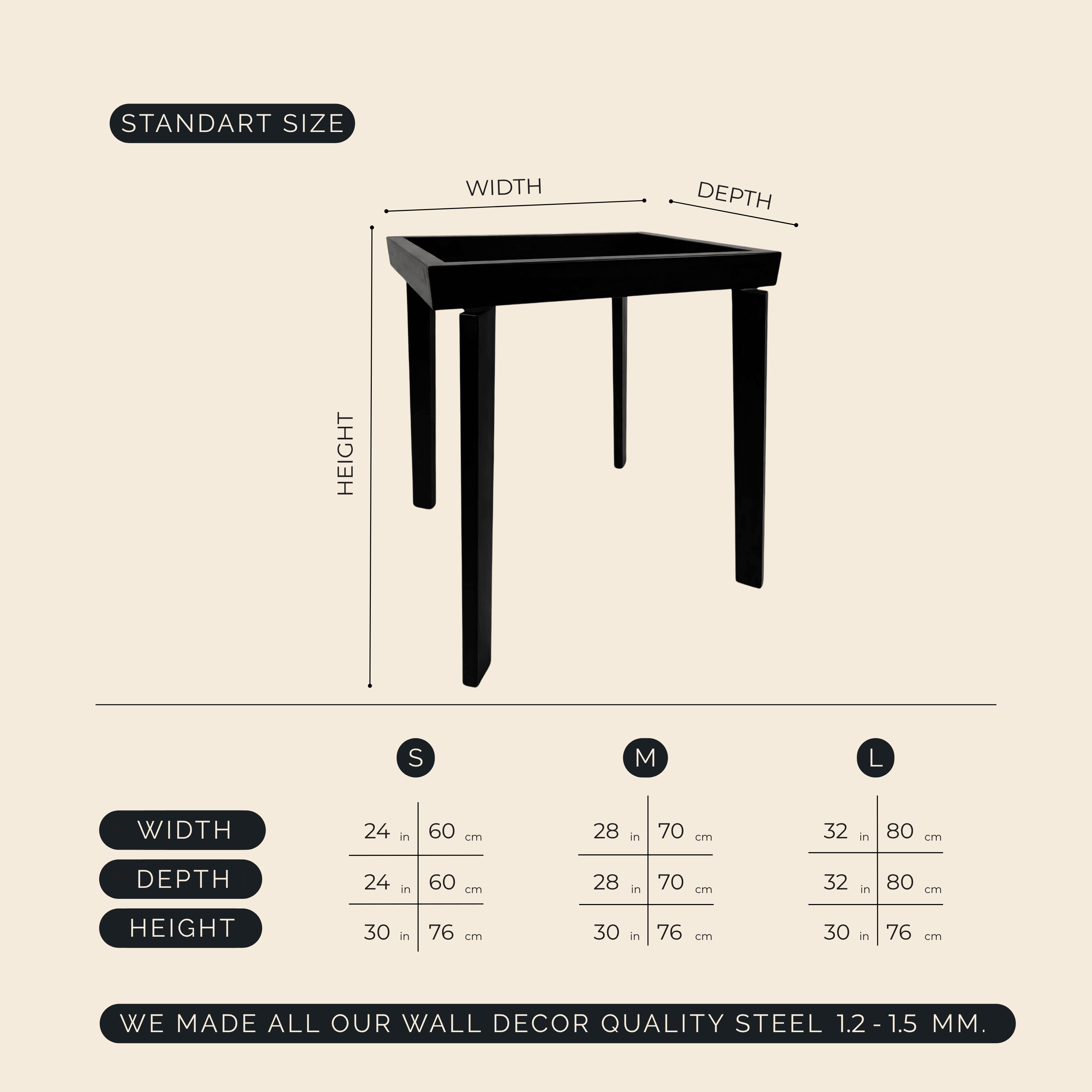 Square Metal Table Base for Dining Tables and DIY Furniture - Metaloslav 