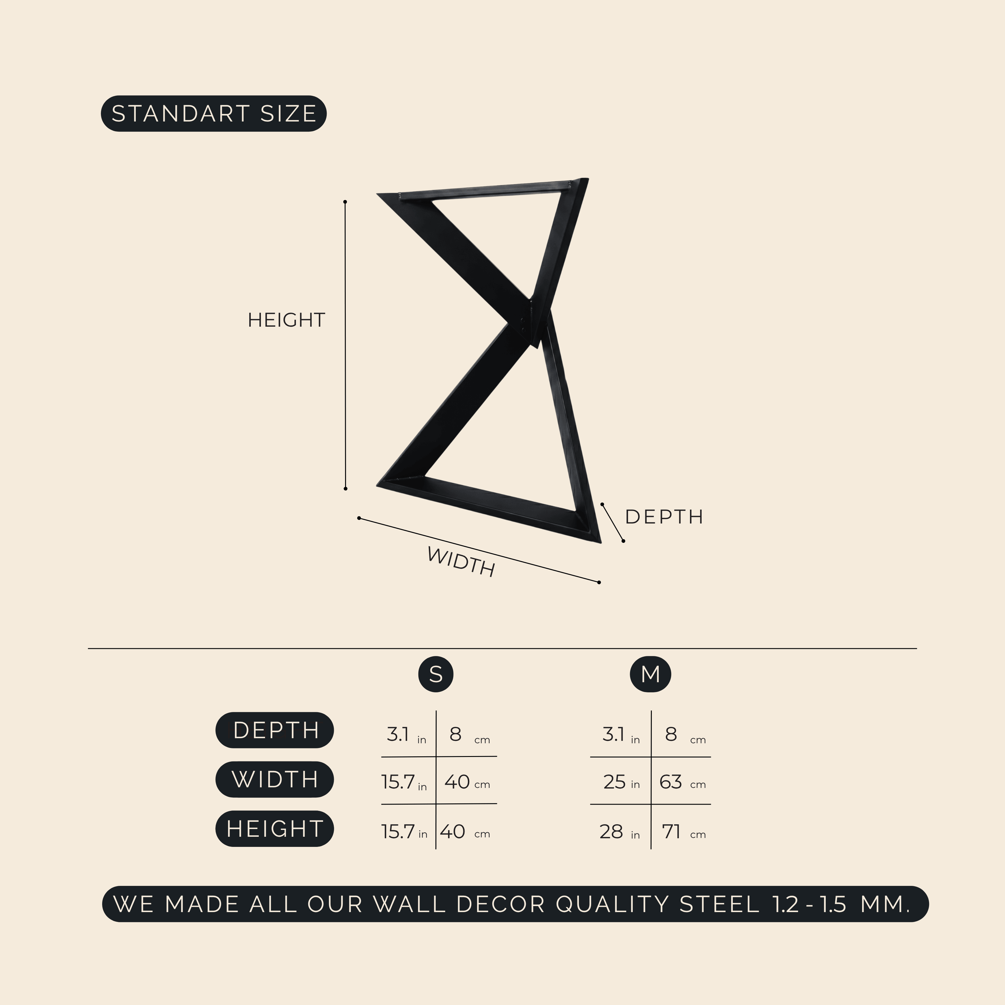 X Frame Metal Table Legs Set Steel Base for Custom Tables - Metaloslav 