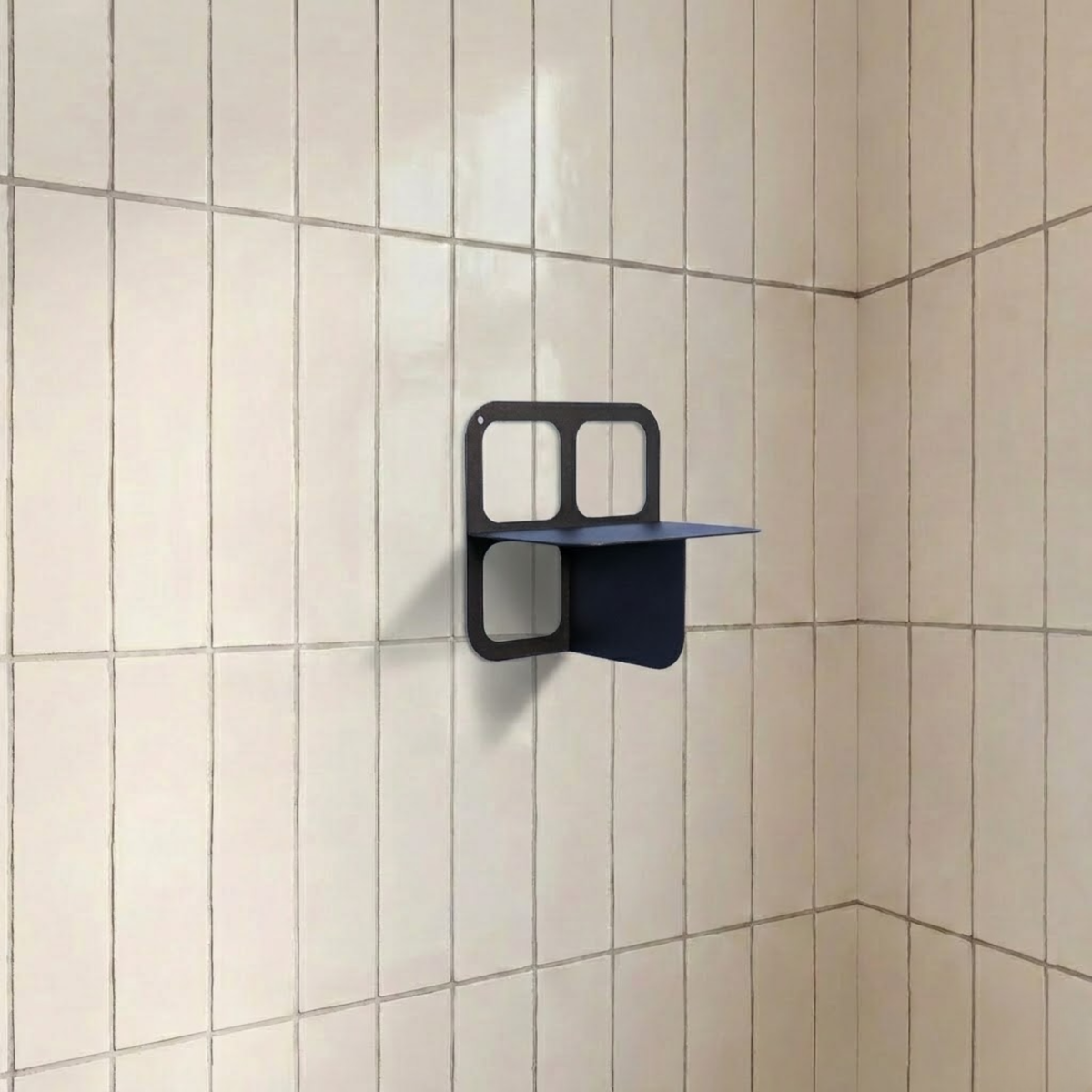 Minimalist Metal Wall Shelf with Square Frame in Matte Black