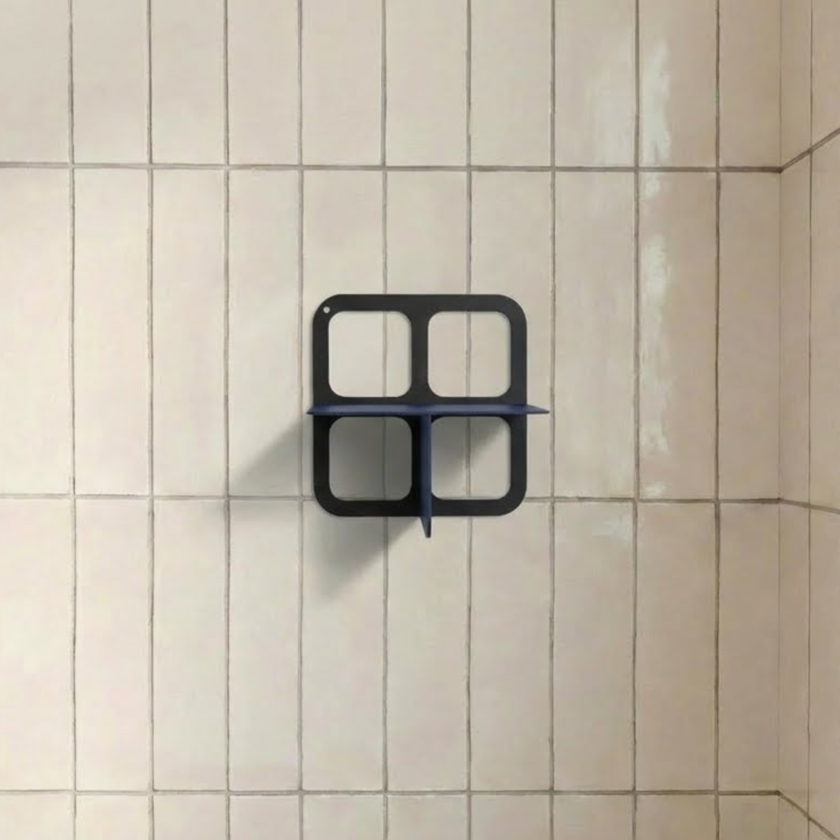 Minimalist Metal Wall Shelf with Square Frame in Matte Black