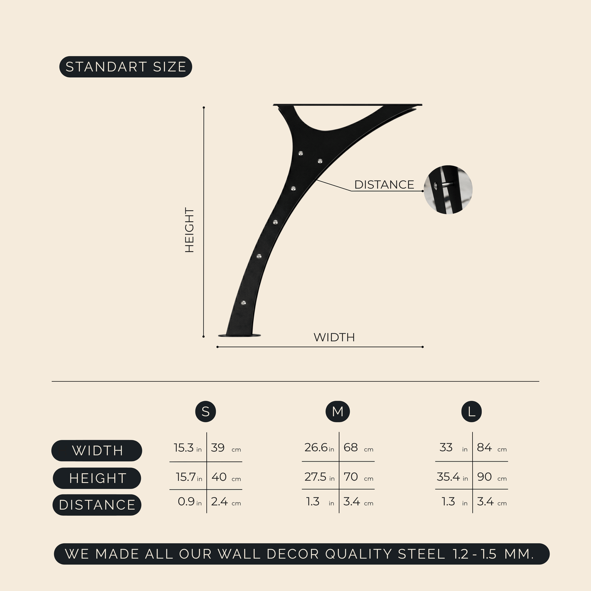 Curved Metal Table Legs Set for Dining and Coffee Tables - Metaloslav 