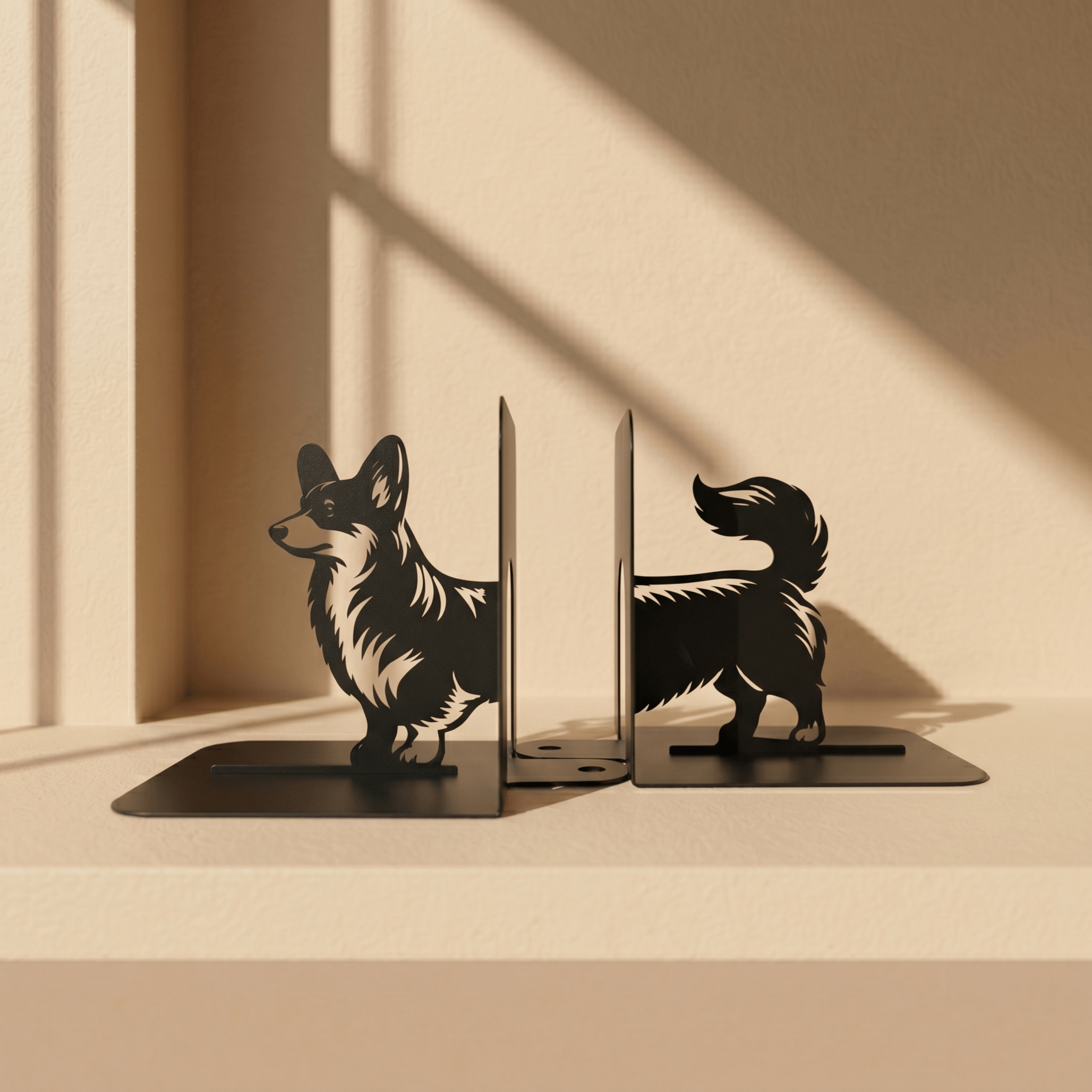 Corgi Dog Metal Bookends Set Powder Coated Steel - Metaloslav 