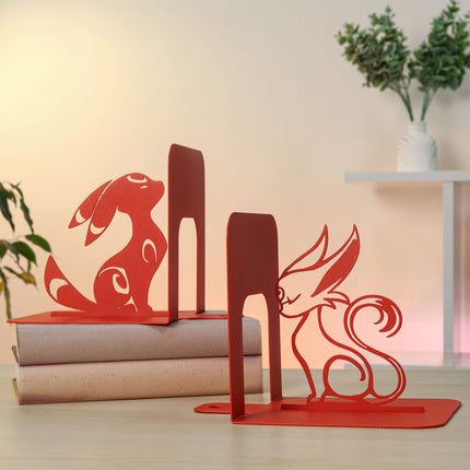 Metal Bookends – Modern Fantasy Steel Book Holder for Shelves