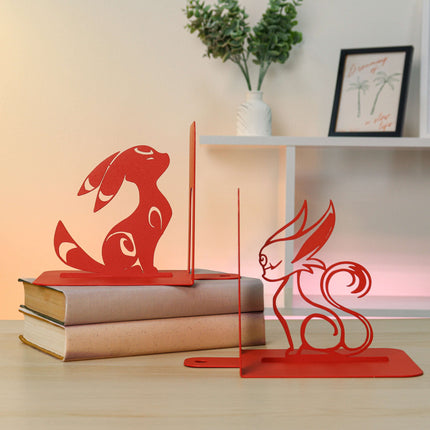 Metal Bookends – Modern Fantasy Steel Book Holder for Shelves