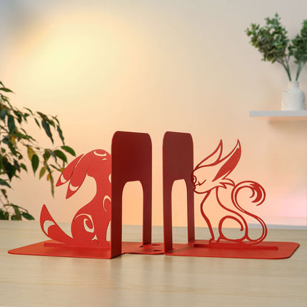 Metal Bookends – Modern Fantasy Steel Book Holder for Shelves