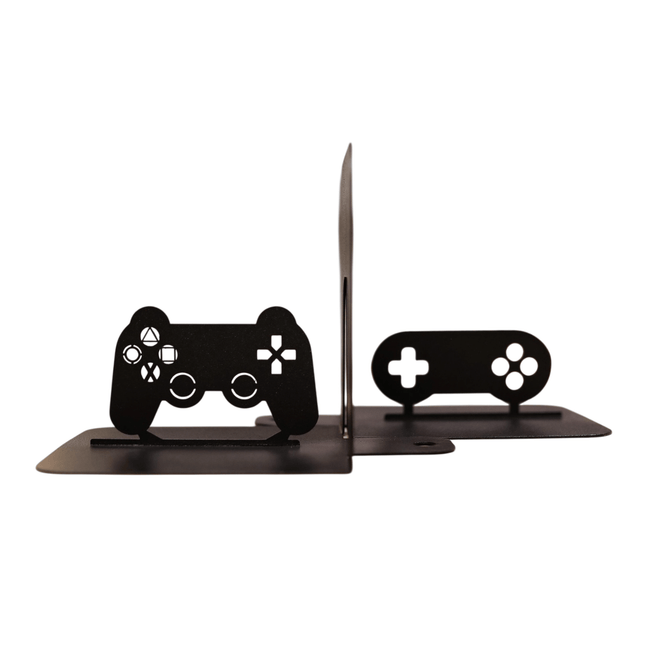 Metal PS Controller Bookends Set for Gaming Shelves and Desks - Metaloslav 
