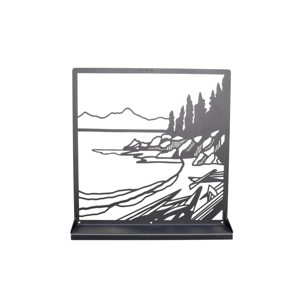 Metal Landscape Wall Shelf with Cutout Design for Books and Decor - Metaloslav 