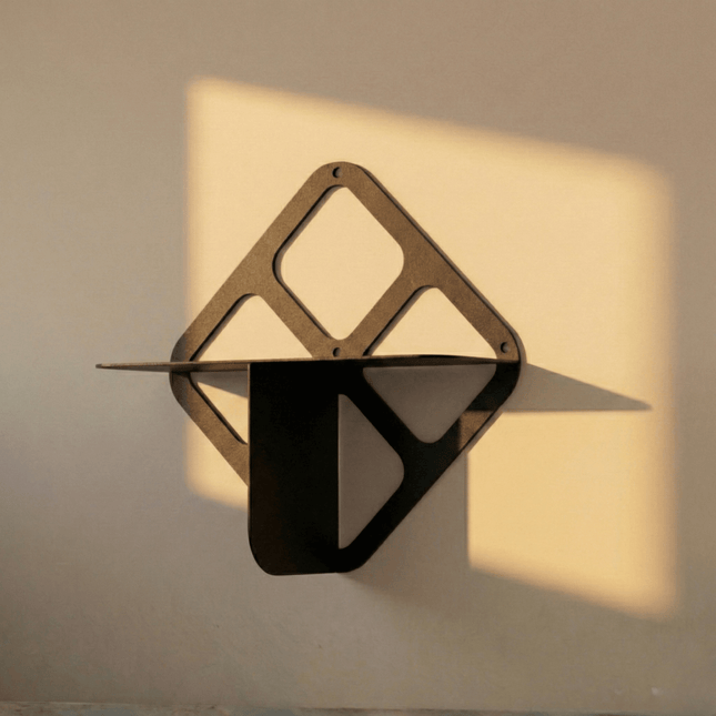 Geometric Metal Wall Shelf with Diamond Frame, Modern Minimalist Design - Metaloslav 