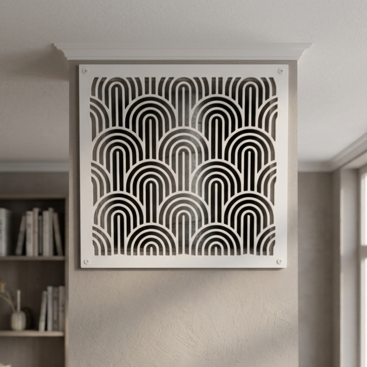 Art Deco Large Metal Vent Cover, Custom Laser Cut HVAC Grille, Decorative Wall Register