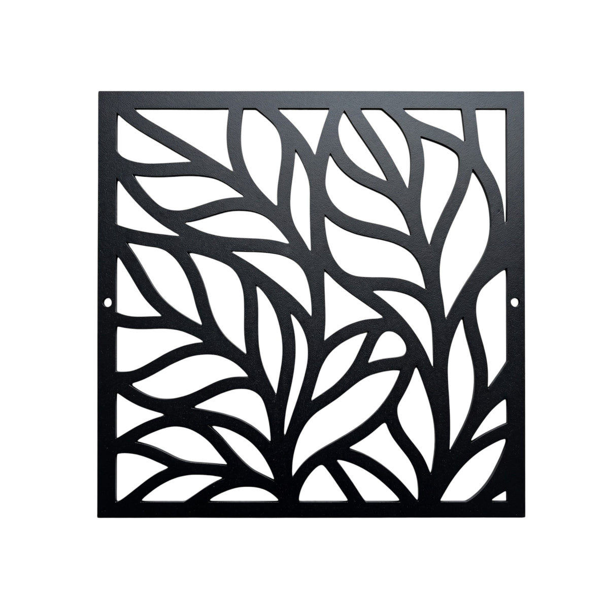 Large custom metal vent cover with decorative laser-cut geometric patterns