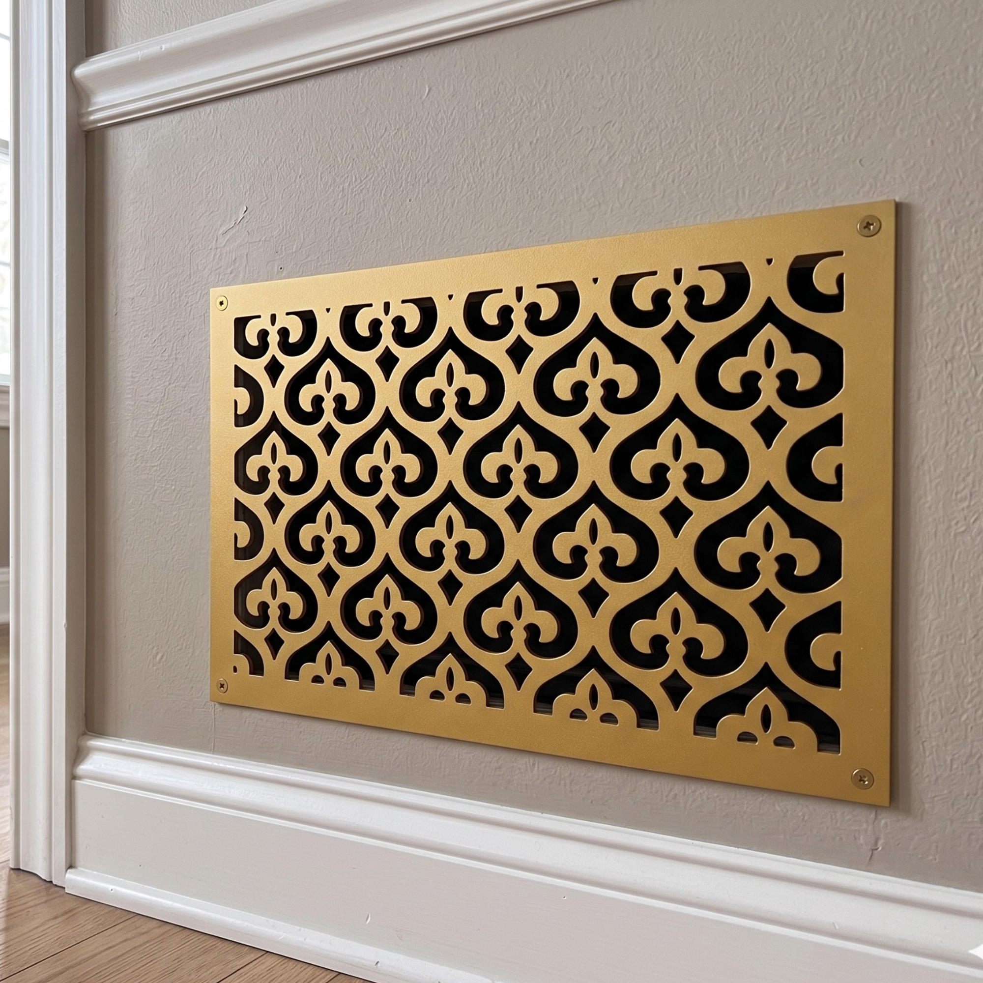 Decorative Metal Vent Cover, Custom Steel HVAC Grille With Ornamental Pattern