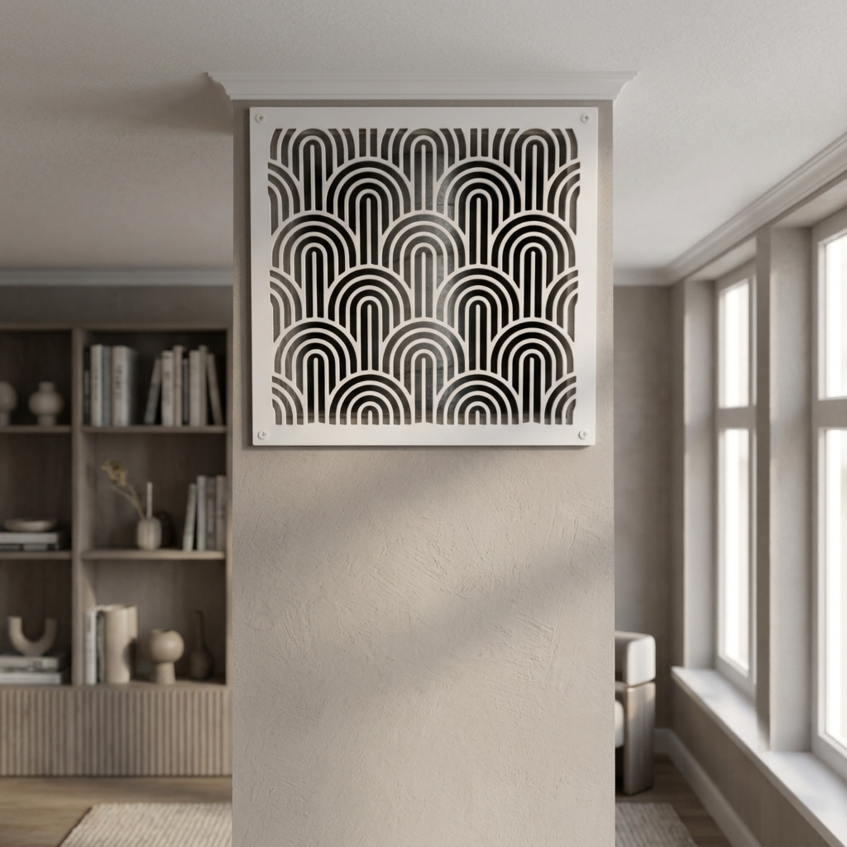 Art Deco Metal Vent Cover, Custom Laser Cut HVAC Grille, Decorative Wall Register