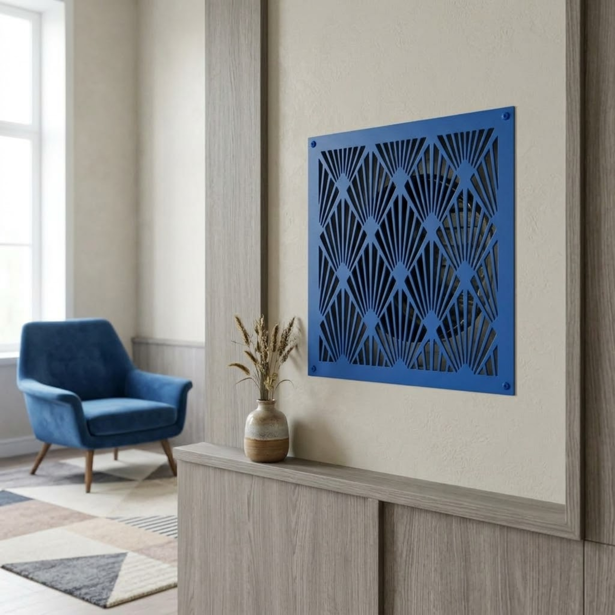 Art Deco Large Metal Vent Cover, Custom Laser Cut HVAC Grille, Decorative Wall Register