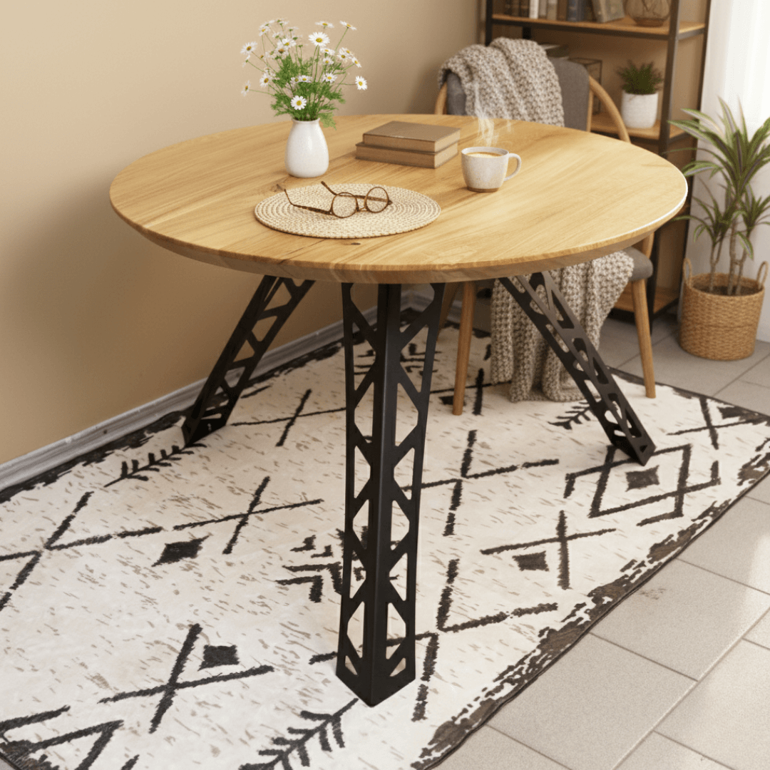 Metal Table Legs – Industrial Steel Base with Geometric Truss Shape