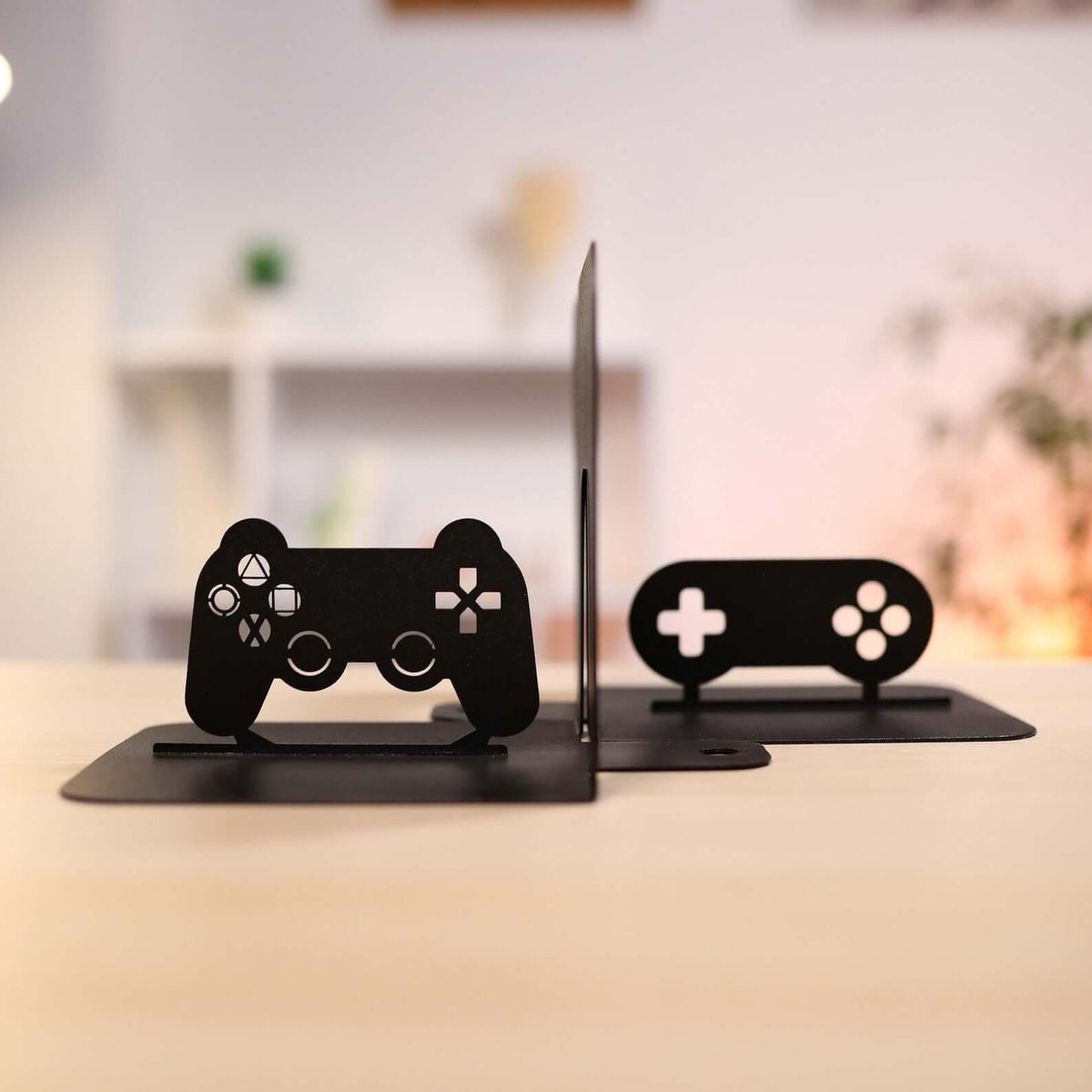 Metal PS Controller Bookends Set for Gaming Shelves and Desks - Metaloslav 