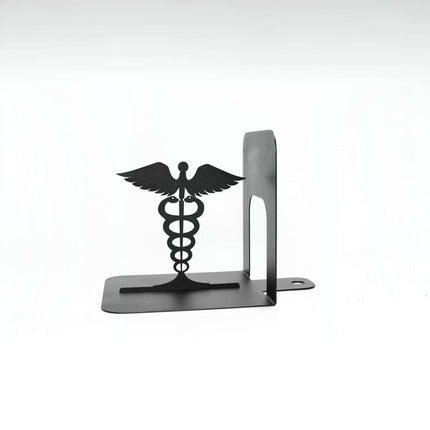 Heart Pulse and Caduceus Metal Bookends in Powder-Coated Steel - Metaloslav 