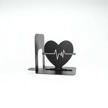 Heart Pulse and Caduceus Metal Bookends in Powder-Coated Steel - Metaloslav 