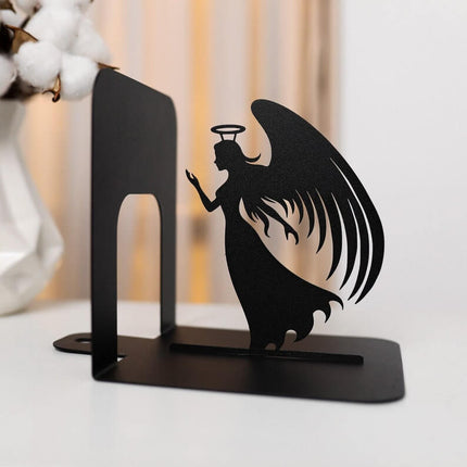 Metal Angel and Devil Bookends in Powder-Coated Steel - Metaloslav 