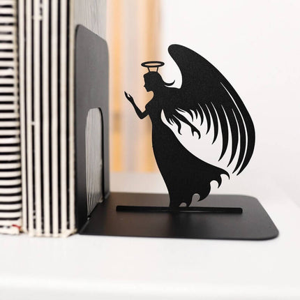 Metal Angel and Devil Bookends in Powder-Coated Steel - Metaloslav 